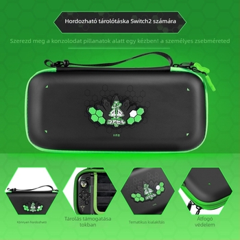 Switch2 konzolához kiegészítő készlet: tároló táska, védőház, temperált kijelzővédő fólia, joystick sapkák, EVA anyag
