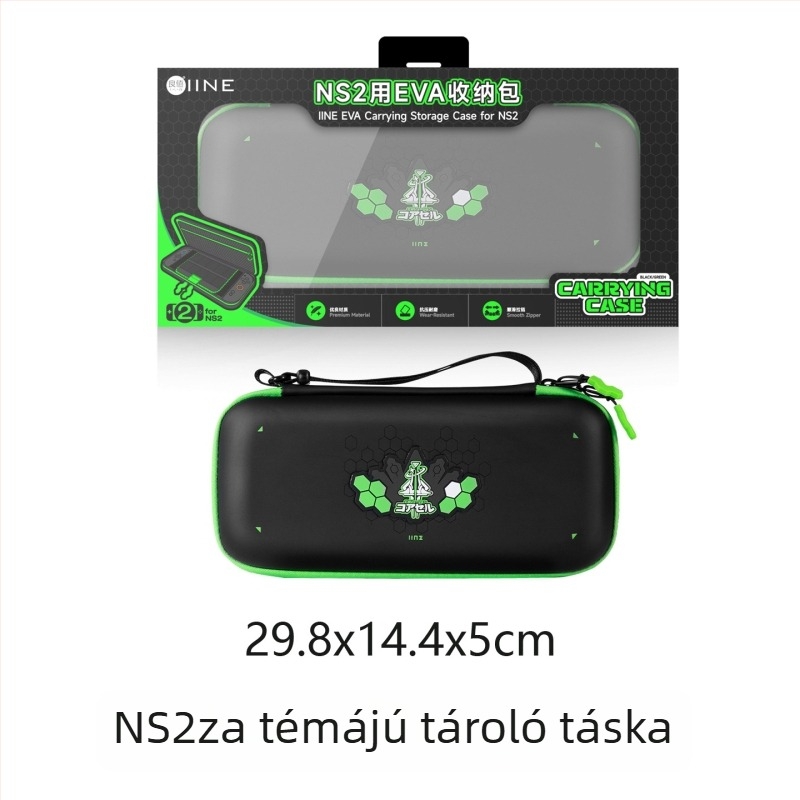 Switch2 konzolához kiegészítő készlet: tároló táska, védőház, temperált kijelzővédő fólia, joystick sapkák, EVA anyag