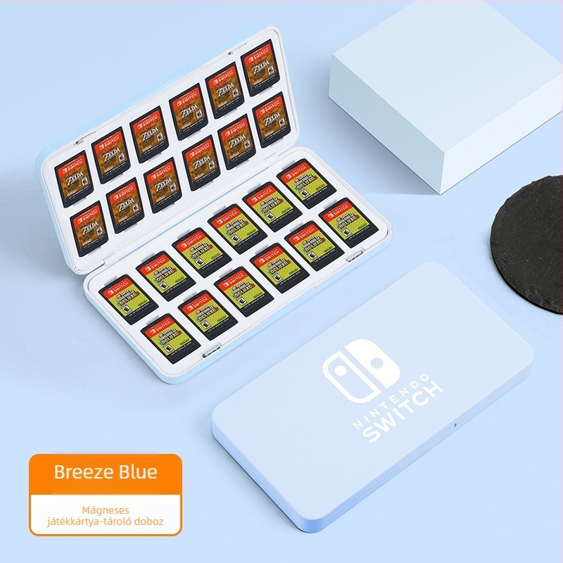 Nintendo Switch játékkártya doboz, mágneses zár, ABS+EVA anyag, 24 kártya kapacitás, hordozható
