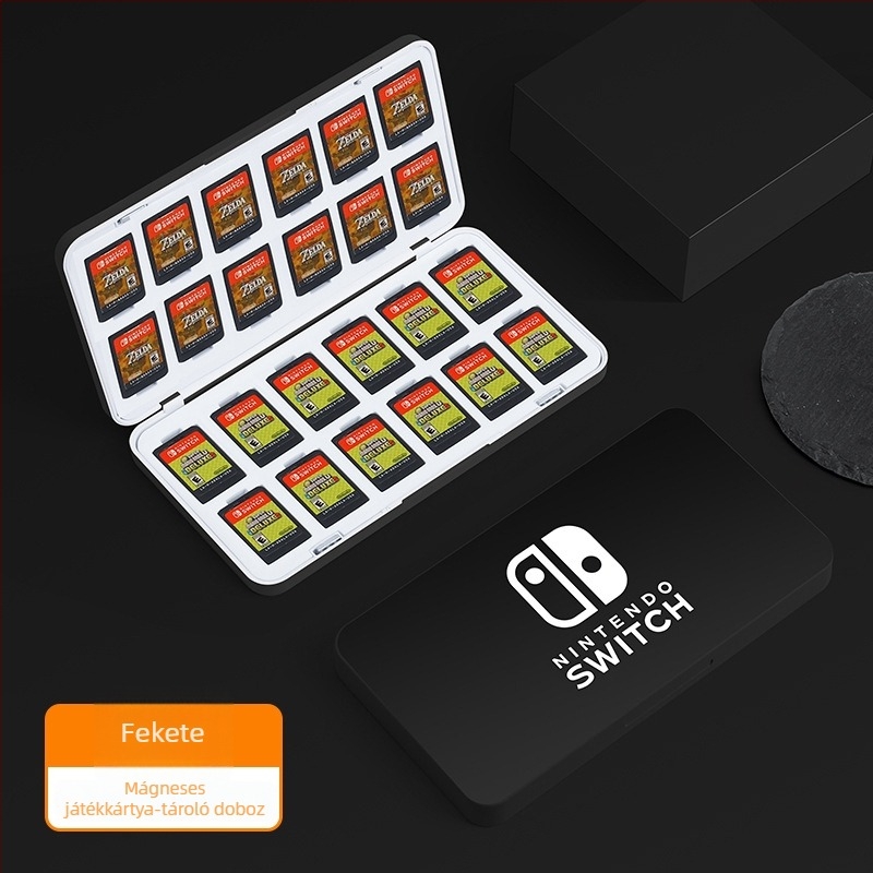 Nintendo Switch játékkártya doboz, mágneses zár, ABS+EVA anyag, 24 kártya kapacitás, hordozható
