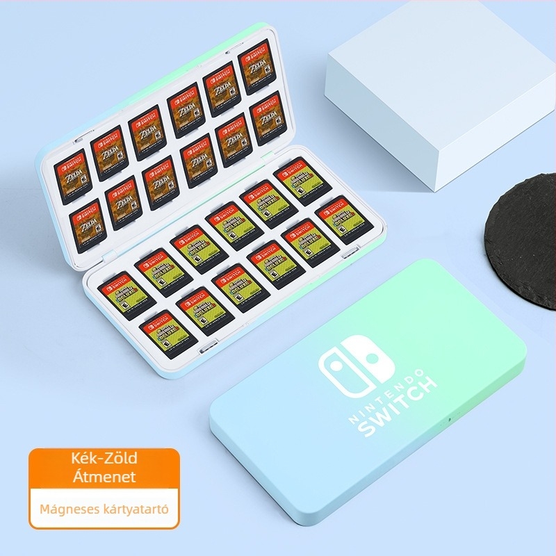 Nintendo Switch játékkártya doboz, mágneses zár, ABS+EVA anyag, 24 kártya kapacitás, hordozható