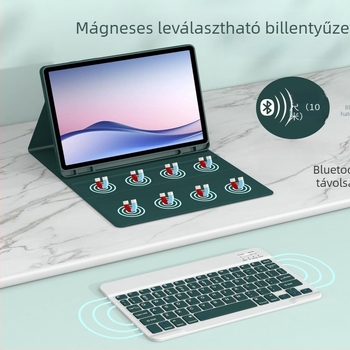 Redmi Pad 2 táblagéphez tervezett védő tok, vezeték nélküli, levehető Bluetooth billentyűzettel; Bluetooth interfész; kompatibil Redmi tablettával; tok modellje: Redmi Bluetooth keyboard case; ergonómiai támogatás