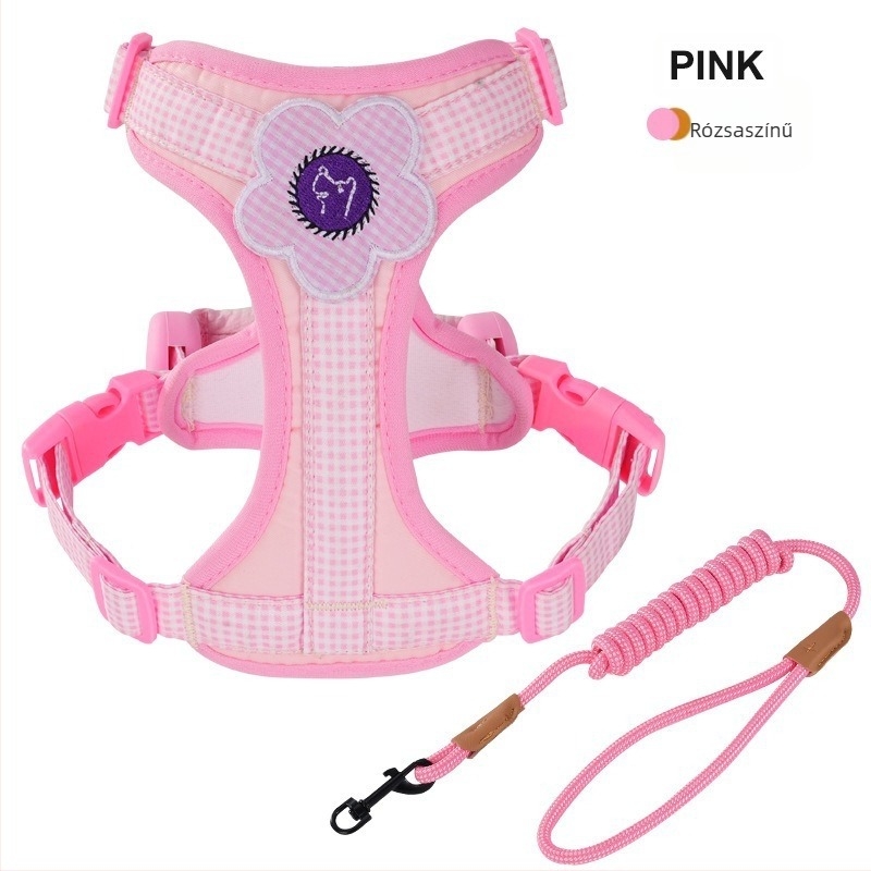 Vest-stílusú kutyahám pórázzal, állítható, foltálló, könnyen tisztítható, Oxford vászon
