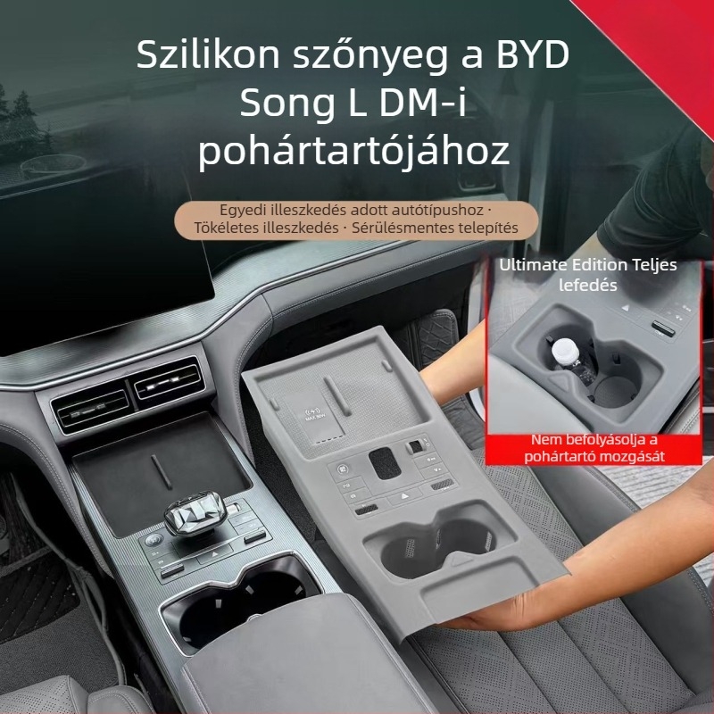BYD Song LDMI középkonzol szilikon párna vezeték nélküli töltésvédővel és pohártartóval – autó belső kiegészítő