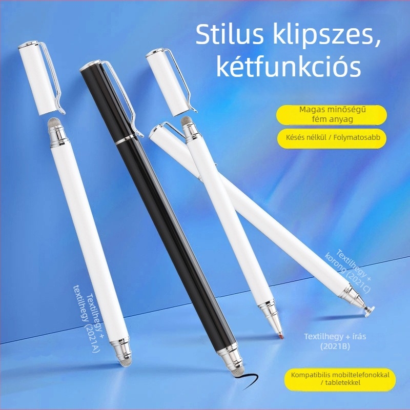 Tawecol fém kapacitív stylus vezető textíliás koronggal – Android/iOS kompatibilis, univerzális érintő stylus mobilokra és táblagépekre