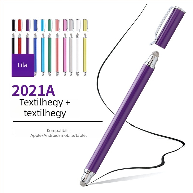 Tawecol fém kapacitív stylus vezető textíliás koronggal – Android/iOS kompatibilis, univerzális érintő stylus mobilokra és táblagépekre