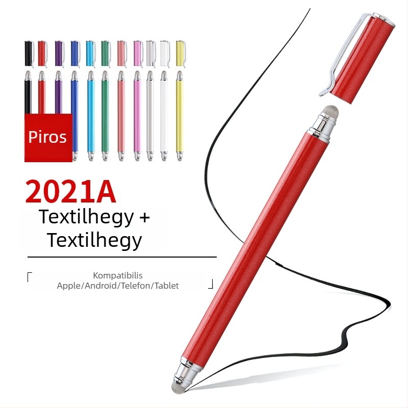 Tawecol fém kapacitív stylus vezető textíliás koronggal – Android/iOS kompatibilis, univerzális érintő stylus mobilokra és táblagépekre