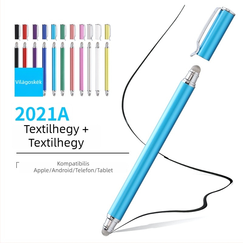 Tawecol fém kapacitív stylus vezető textíliás koronggal – Android/iOS kompatibilis, univerzális érintő stylus mobilokra és táblagépekre