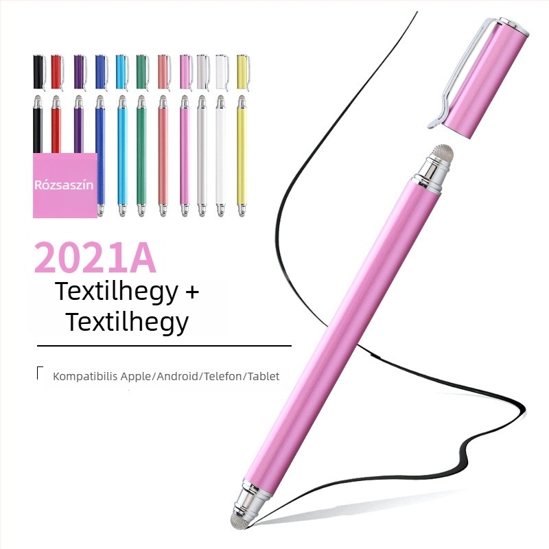 Tawecol fém kapacitív stylus vezető textíliás koronggal – Android/iOS kompatibilis, univerzális érintő stylus mobilokra és táblagépekre