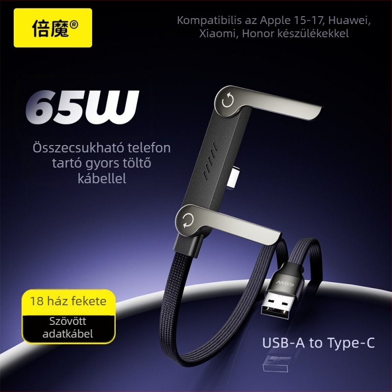 Beimo USB-C gyorstöltő kábel, 240W max, fonott, két csatlakozóval, PD kompatibilis