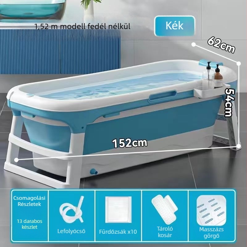 Összecsukható fürdőkád felnőtteknek, otthoni használatra, műanyagból, teljes test gőzölés, ülő/fekvő kialakítás (Anyag: műanyag; Célközönség: felnőttek; Otthoni használat; Összecsukható)