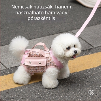 Kutyáknak és macskáknak szánt sétatáshoz tervezett táska, tweed-stílusú, crossbody, könnyű, Hanchen márka. Anyag: speciális anyagok; Dizájn: diszkrét illat; Keménység: közepesen puha