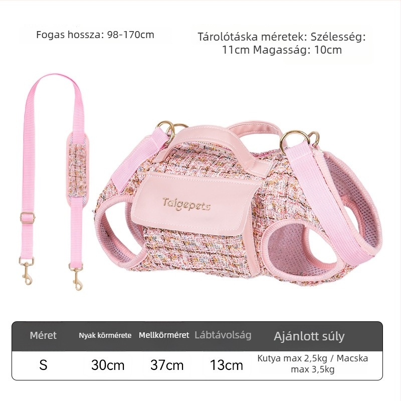Kutyáknak és macskáknak szánt sétatáshoz tervezett táska, tweed-stílusú, crossbody, könnyű, Hanchen márka. Anyag: speciális anyagok; Dizájn: diszkrét illat; Keménység: közepesen puha