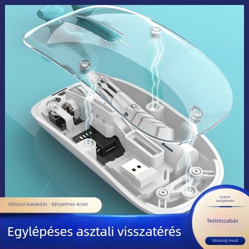 Vezeték nélküli egér dupla móddal 2.4G/Bluetooth, 1600 DPI, 5 gomb, USB-C csatlakozó, újratölthető akkumulátor