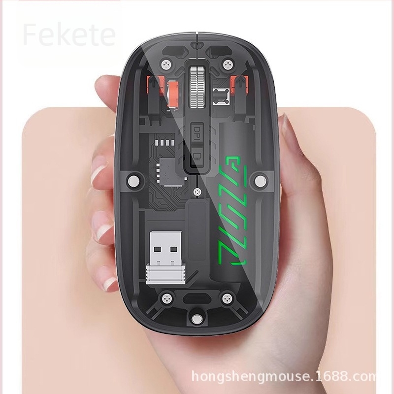 Vezeték nélküli egér dupla móddal 2.4G/Bluetooth, 1600 DPI, 5 gomb, USB-C csatlakozó, újratölthető akkumulátor