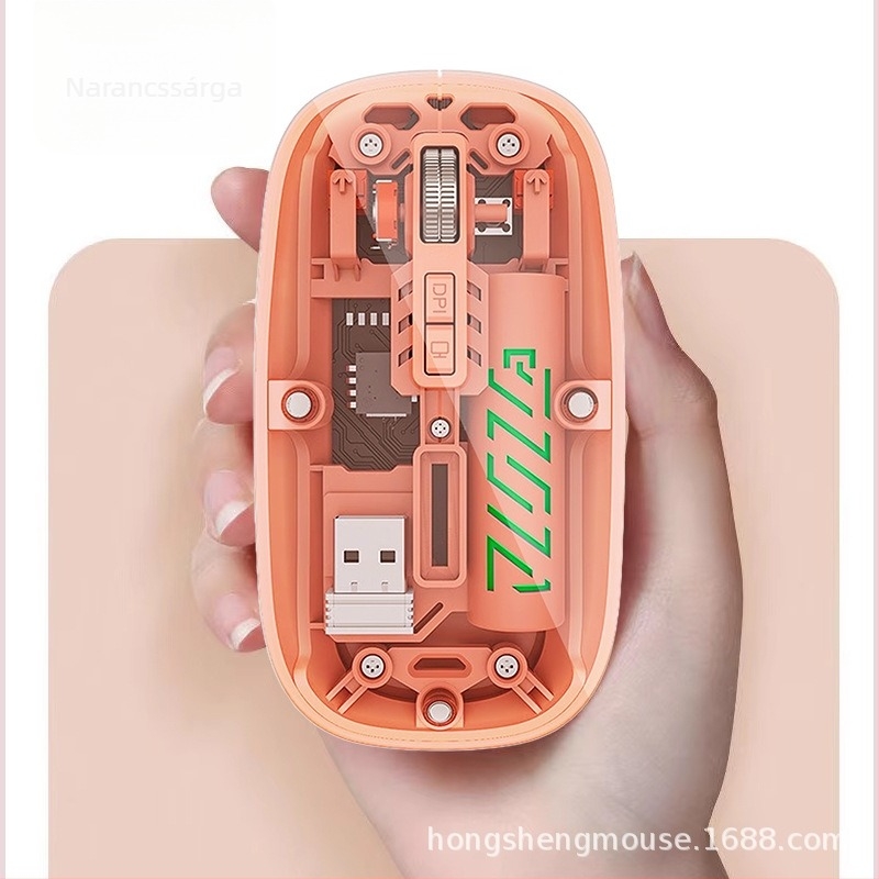 Vezeték nélküli egér dupla móddal 2.4G/Bluetooth, 1600 DPI, 5 gomb, USB-C csatlakozó, újratölthető akkumulátor