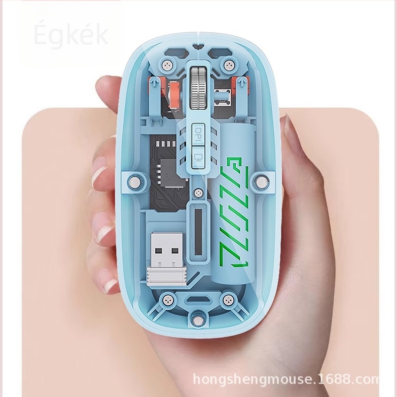 Vezeték nélküli egér dupla móddal 2.4G/Bluetooth, 1600 DPI, 5 gomb, USB-C csatlakozó, újratölthető akkumulátor