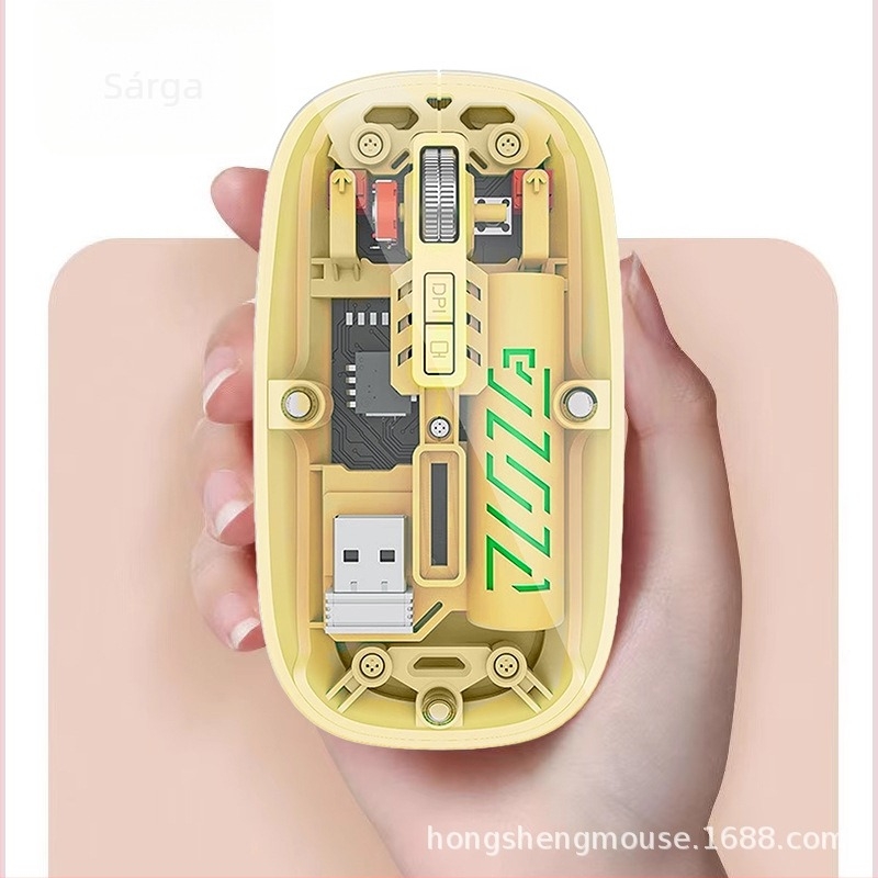 Vezeték nélküli egér dupla móddal 2.4G/Bluetooth, 1600 DPI, 5 gomb, USB-C csatlakozó, újratölthető akkumulátor