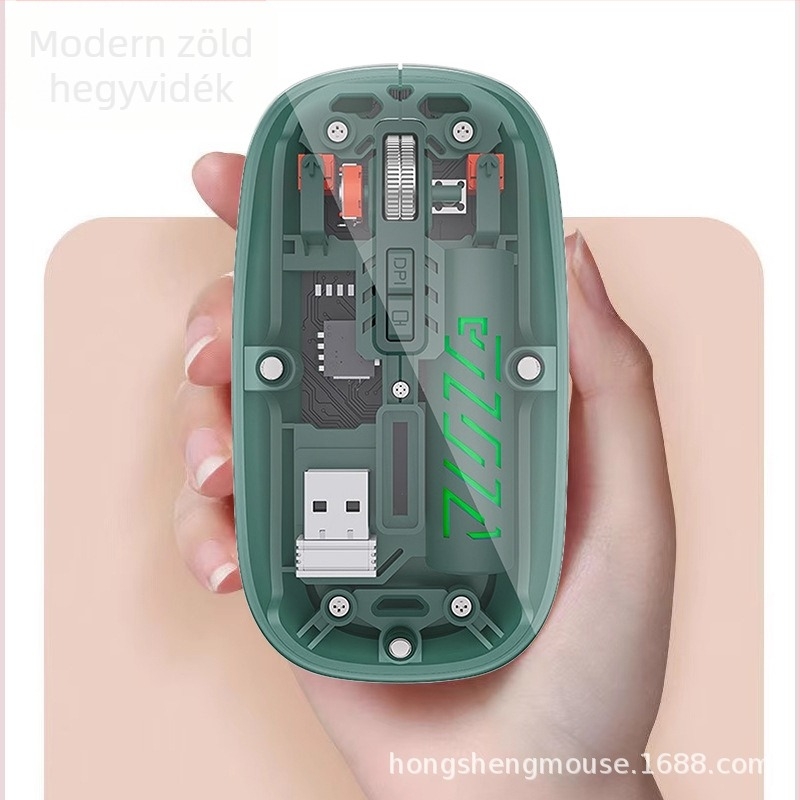 Vezeték nélküli egér dupla móddal 2.4G/Bluetooth, 1600 DPI, 5 gomb, USB-C csatlakozó, újratölthető akkumulátor