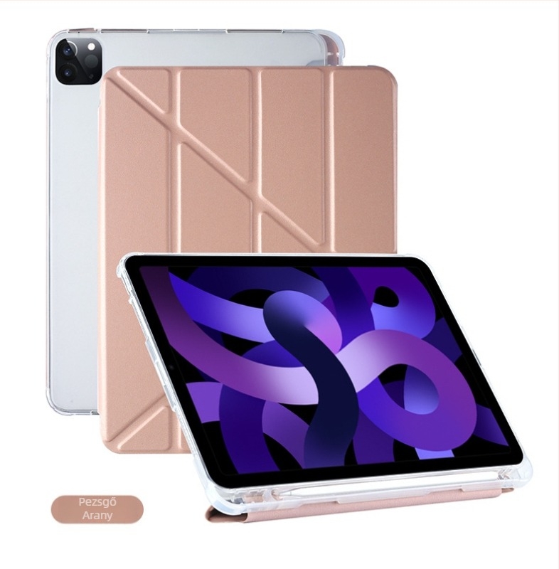 Y-formájú védőtok iPad 10.9, iPad Air 5, 10.2 és iPad Pro 12.9 modellhez – TPU alsó héj és bőrtok tolltartóval