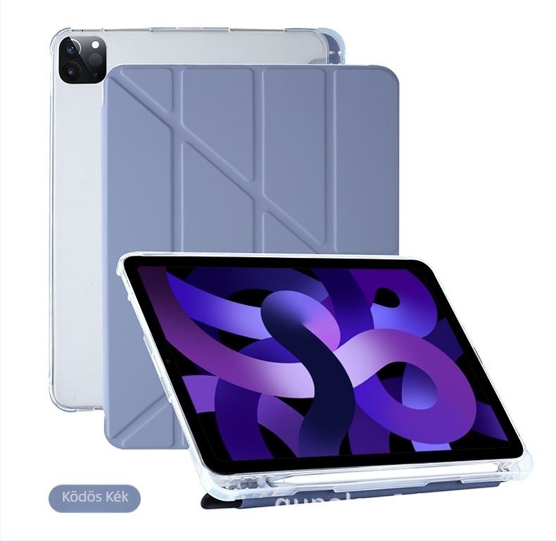 Y-formájú védőtok iPad 10.9, iPad Air 5, 10.2 és iPad Pro 12.9 modellhez – TPU alsó héj és bőrtok tolltartóval