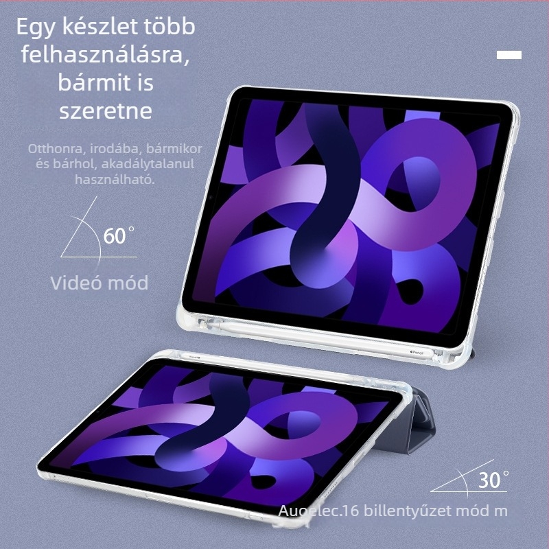 Y-formájú védőtok iPad 10.9, iPad Air 5, 10.2 és iPad Pro 12.9 modellhez – TPU alsó héj és bőrtok tolltartóval