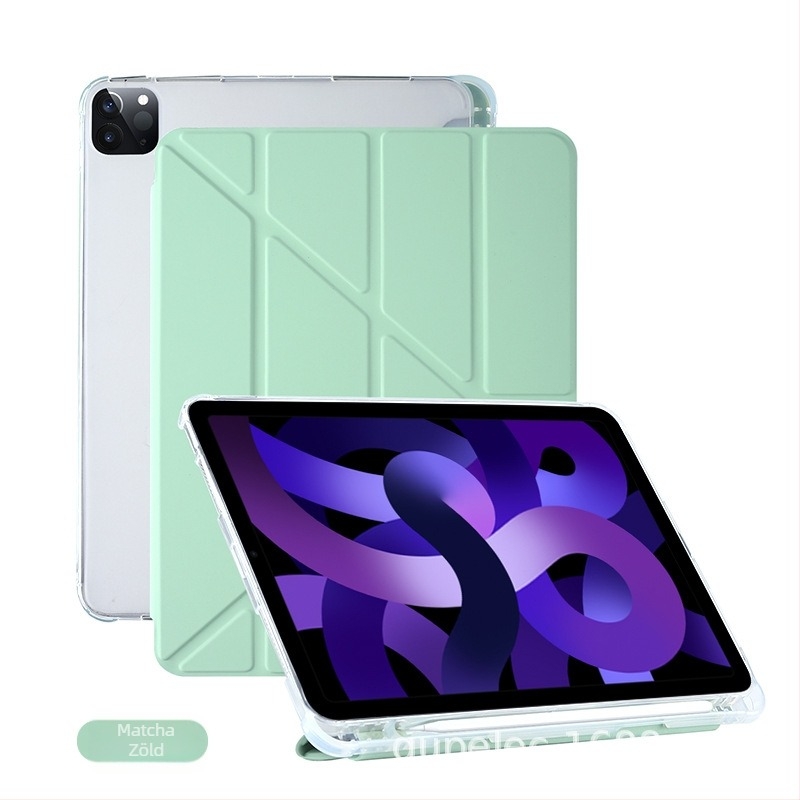 Y-formájú védőtok iPad 10.9, iPad Air 5, 10.2 és iPad Pro 12.9 modellhez – TPU alsó héj és bőrtok tolltartóval