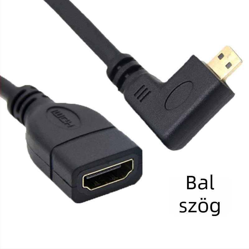 90°-os hajlított Micro HDMI–HDMI női adapterkábellel tabletekhez