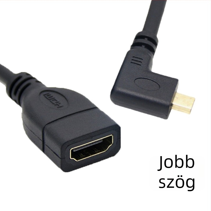 90°-os hajlított Micro HDMI–HDMI női adapterkábellel tabletekhez