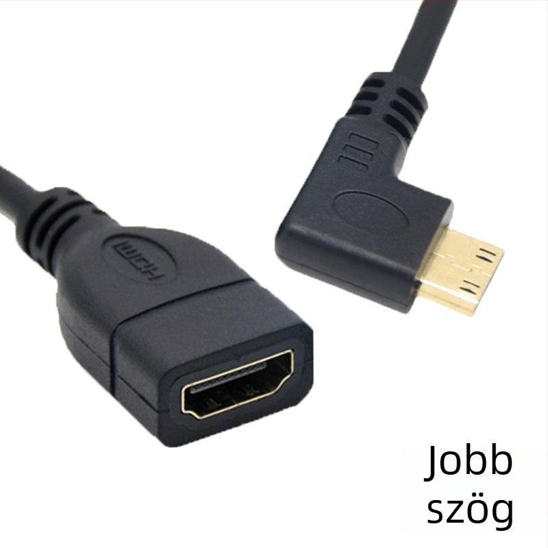 90°-os hajlított Micro HDMI–HDMI női adapterkábellel tabletekhez