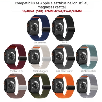 22 mm nylon fonott Apple Watch szíj mágneses csattal, S10 kompatibilis