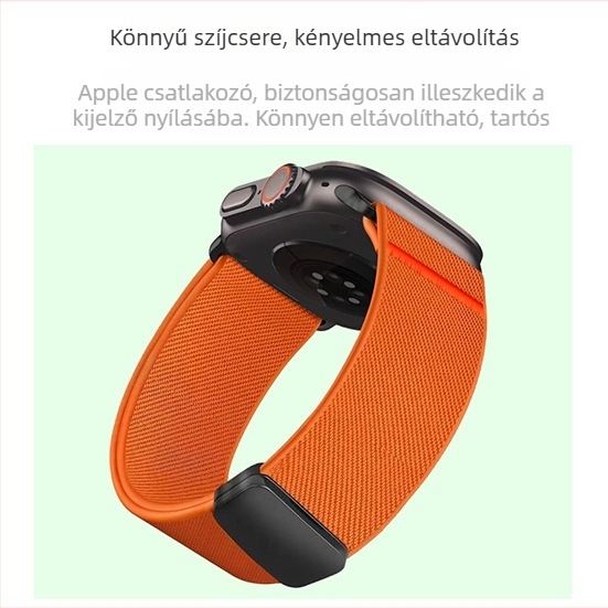 22 mm nylon fonott Apple Watch szíj mágneses csattal, S10 kompatibilis