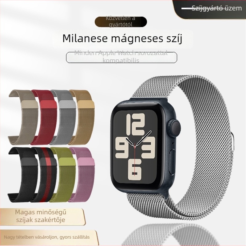 Milanese rozsdamentes acél karpánt mágneses csattal Apple Watch S9-hez