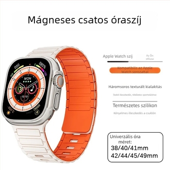 Apple Watch 22 mm-es szilikon mágneses szíj, Series 9/10/Ultra kompatibilis, minimalist dizájn