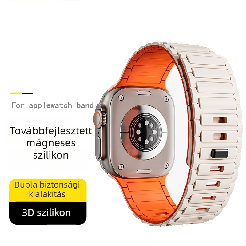 Apple Watch 22 mm-es szilikon mágneses szíj, Series 9/10/Ultra kompatibilis, minimalist dizájn