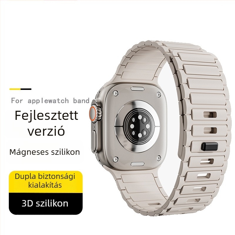 Apple Watch 22 mm-es szilikon mágneses szíj, Series 9/10/Ultra kompatibilis, minimalist dizájn