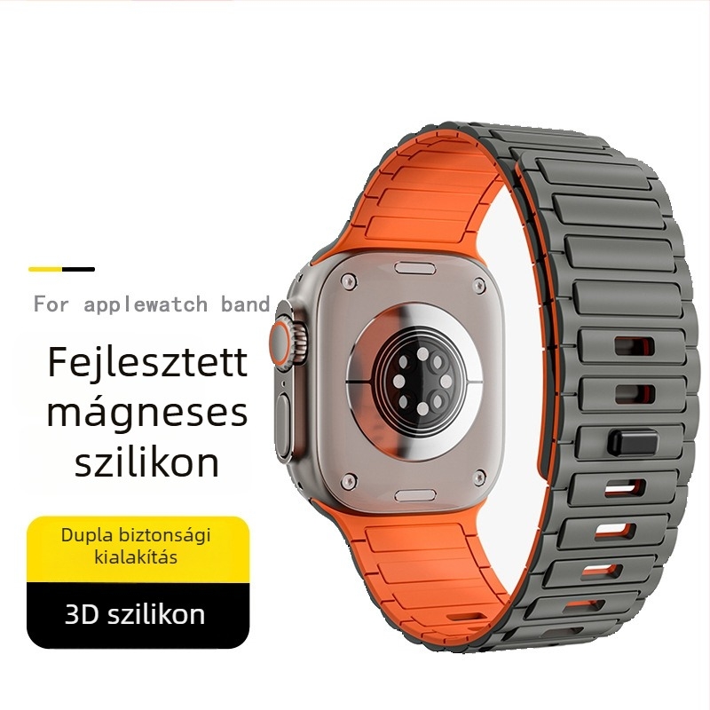 Apple Watch 22 mm-es szilikon mágneses szíj, Series 9/10/Ultra kompatibilis, minimalist dizájn