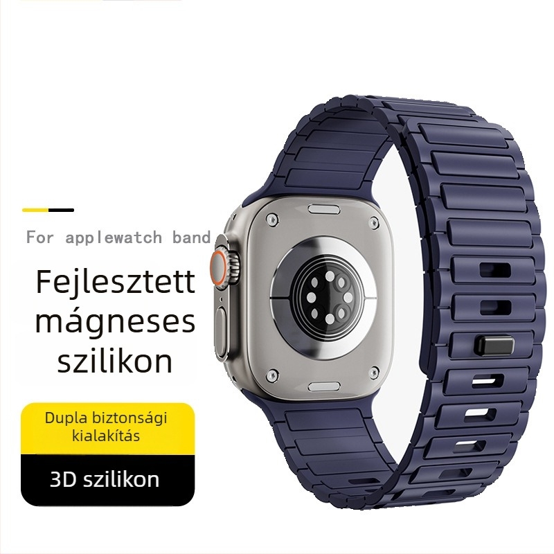 Apple Watch 22 mm-es szilikon mágneses szíj, Series 9/10/Ultra kompatibilis, minimalist dizájn
