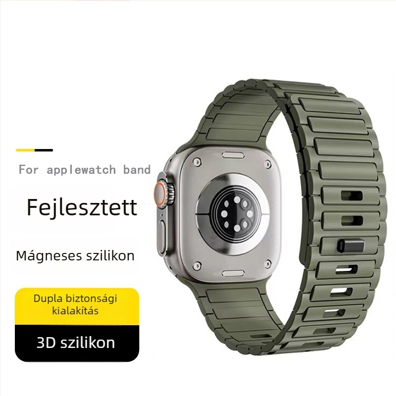 Apple Watch 22 mm-es szilikon mágneses szíj, Series 9/10/Ultra kompatibilis, minimalist dizájn