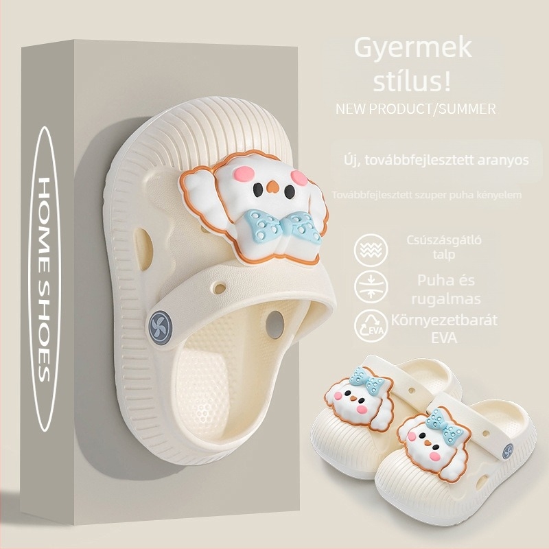 Nyári Crocs-stílusú gyerekeknek szandál perforált felsőrésszel, zárt orr, csúszásmentes puha talp, uniszex