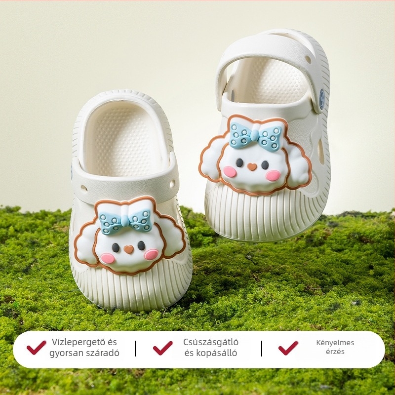 Nyári Crocs-stílusú gyerekeknek szandál perforált felsőrésszel, zárt orr, csúszásmentes puha talp, uniszex