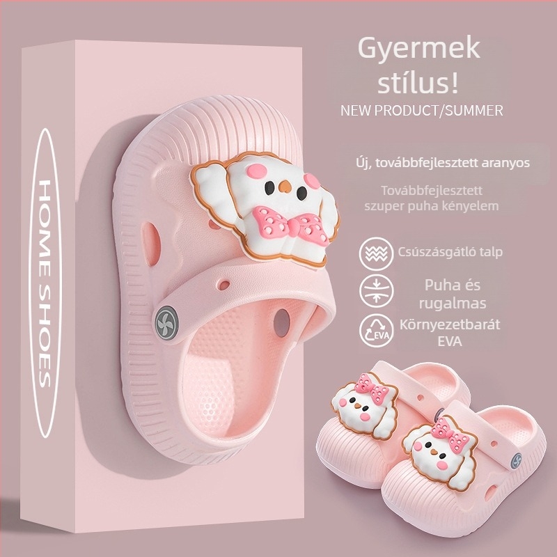 Nyári Crocs-stílusú gyerekeknek szandál perforált felsőrésszel, zárt orr, csúszásmentes puha talp, uniszex