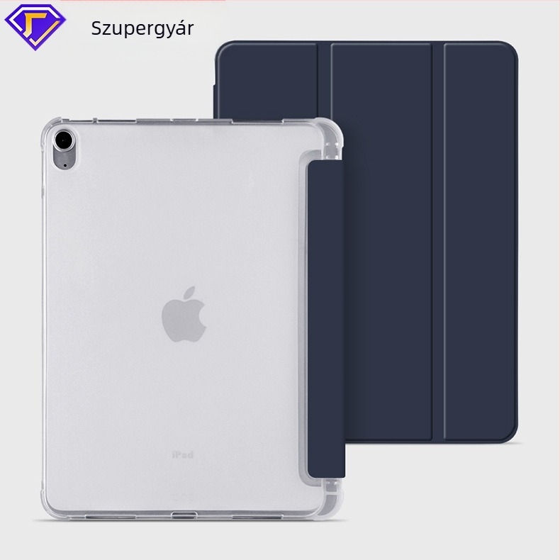 iPad Pro 11 hüvely tollrekesszel, félig átlátszó matt alj, átlátszó TPU élek, teljes védelem
