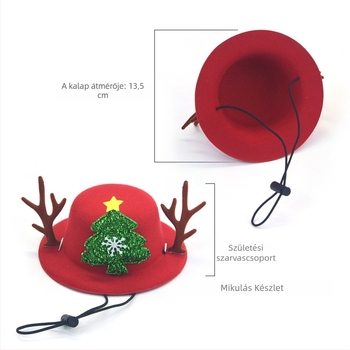 Kisállat Karácsonyi készlet: kutyanyakörv csengővel és Mikulás sapkával (Minta: egyszínű; Anyag: Koreai velúr; Szövés: egyszerű szövés; Alkalmas minden évszakra; Univerzális)