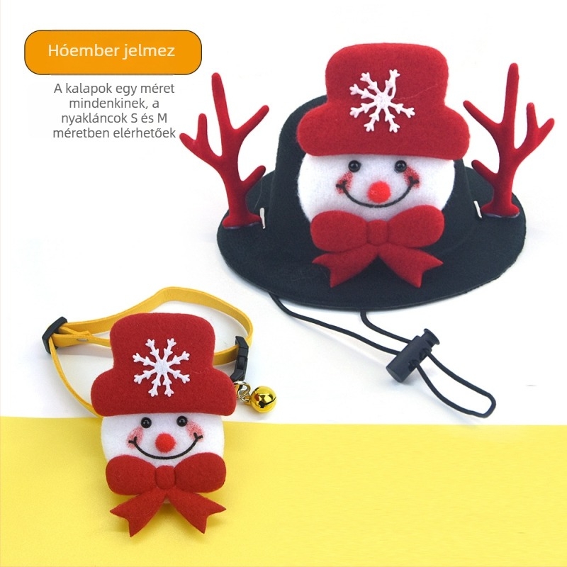Kisállat Karácsonyi készlet: kutyanyakörv csengővel és Mikulás sapkával (Minta: egyszínű; Anyag: Koreai velúr; Szövés: egyszerű szövés; Alkalmas minden évszakra; Univerzális)