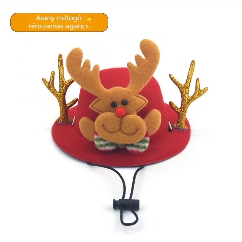 Kisállat Karácsonyi készlet: kutyanyakörv csengővel és Mikulás sapkával (Minta: egyszínű; Anyag: Koreai velúr; Szövés: egyszerű szövés; Alkalmas minden évszakra; Univerzális)