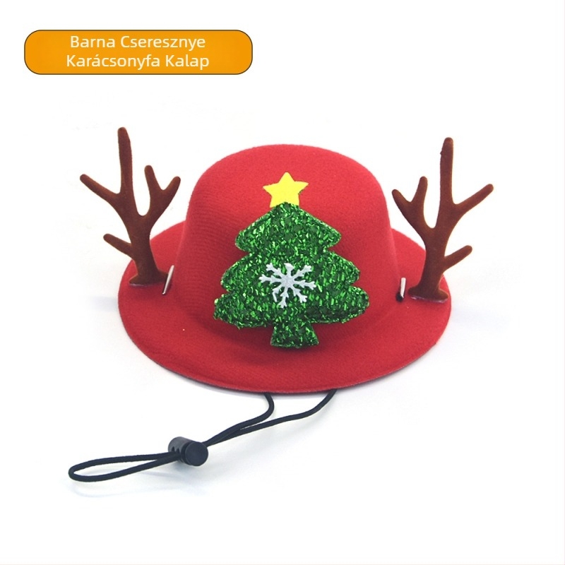 Kisállat Karácsonyi készlet: kutyanyakörv csengővel és Mikulás sapkával (Minta: egyszínű; Anyag: Koreai velúr; Szövés: egyszerű szövés; Alkalmas minden évszakra; Univerzális)