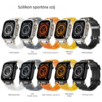 Apple iWatch 11-hez készült óraszíj, szilikon sportos kialakítás, dupla csattal és rozsdamentes acél fejjel (Anyag: 316L rozsdamentes acél + magas erősségű szilikon; Kompatibilitás: Apple iWatch 11; Csatt: dupla; Fej: rozsdamentes acél)