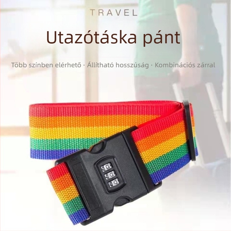 PU anyagú poggyász kötőszalag, vastított, állítható, keresztirányban megerősített