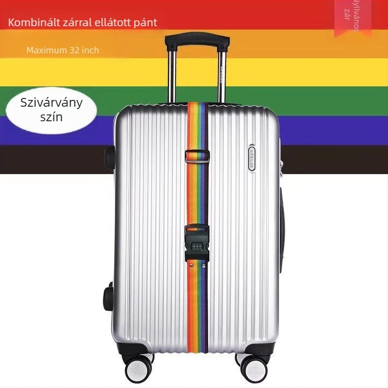 PU anyagú poggyász kötőszalag, vastított, állítható, keresztirányban megerősített